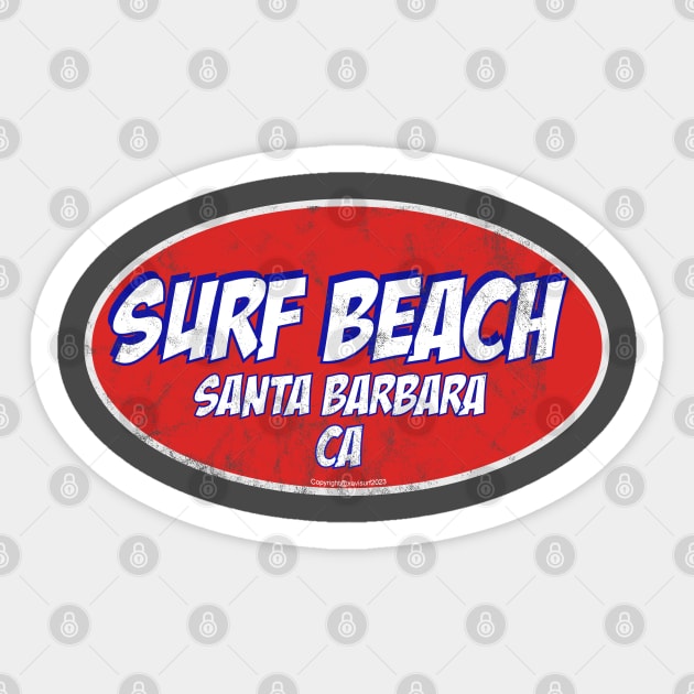 Surf Beach, Lompoc, Santa Barbara County, CA: California Surf Breaks Sticker by Kytchensync